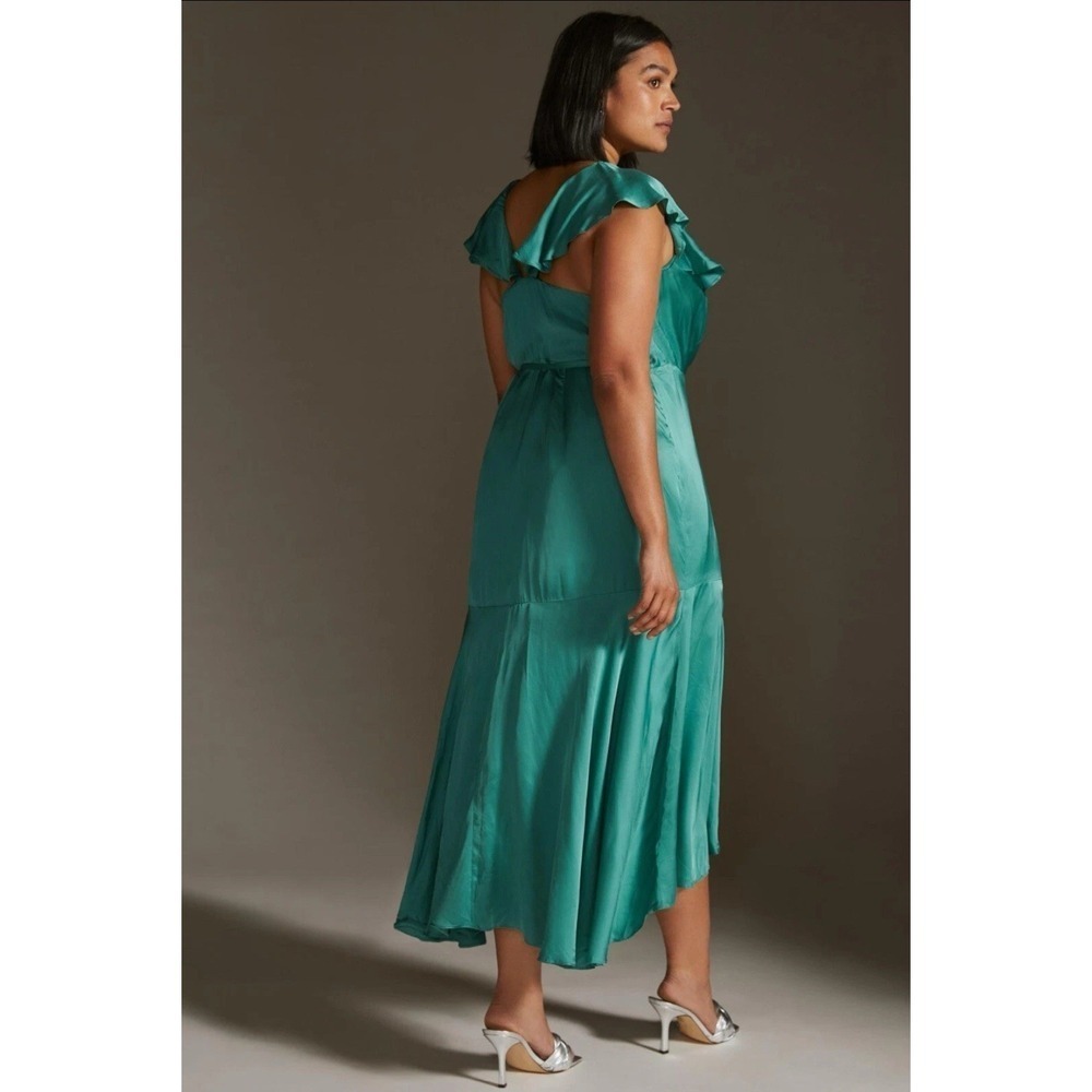 Elegant Teal Wrap Dress - Picture 2 of 9